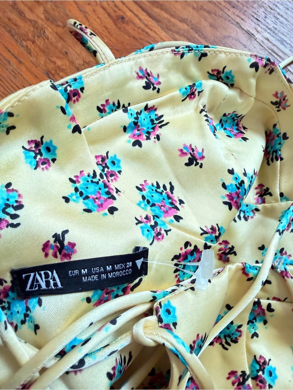 ZARA Floral Corset Cami Top M Y2K Strappy Tie - Picture 4 of 4
